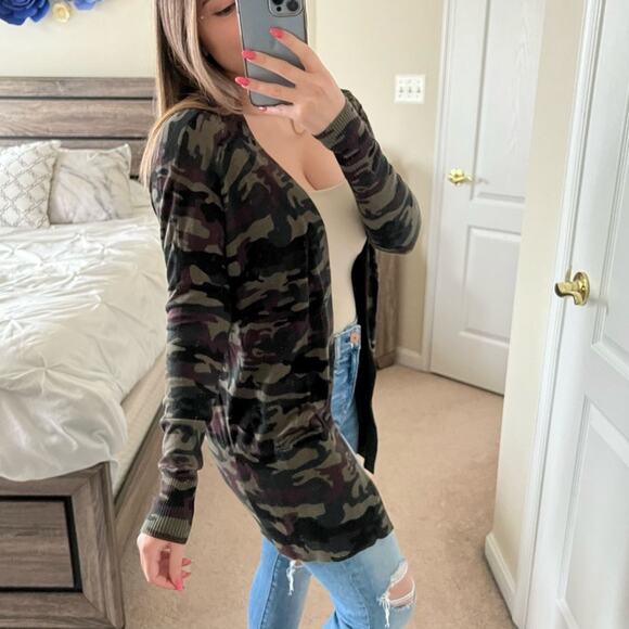 Sanctuary Camouflage Open Front Cardigan with Pockets XS/S - Picture 2 of 9